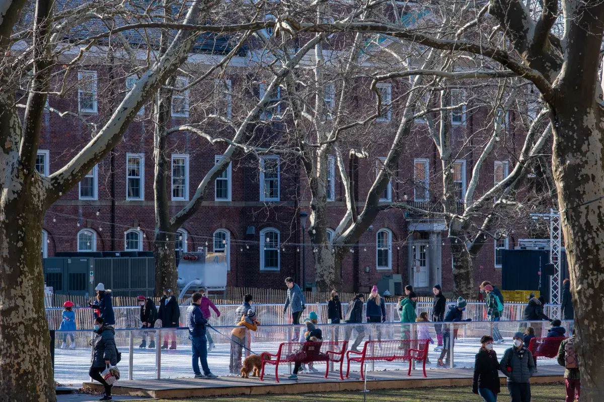 People ice skating at Winter Village on Governor's Island