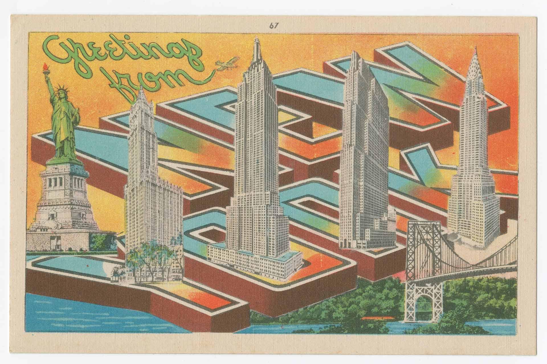 A postcard that says Greetings from New York