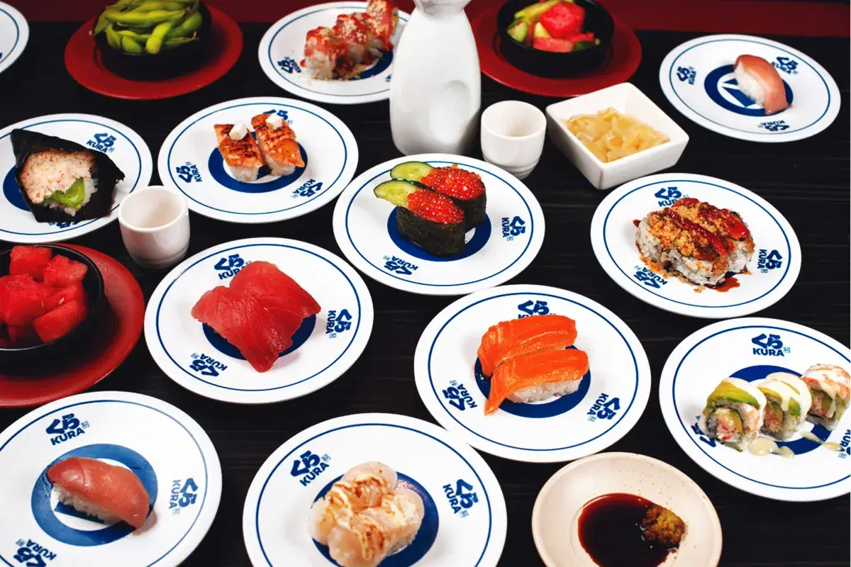 Kura revolving Sushi Bar food plates at Tangram 