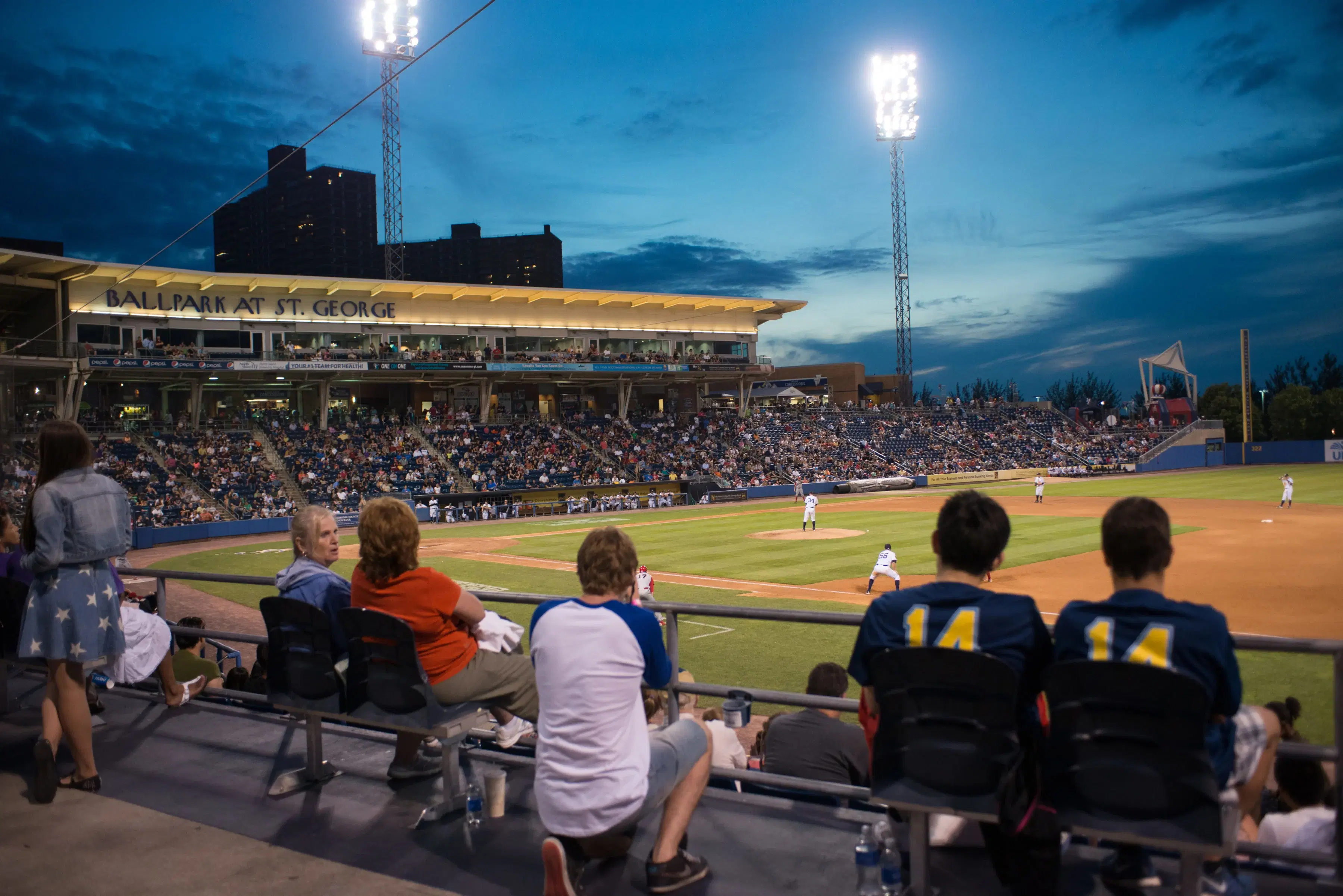 Spectators at a Staten Island Yankees game 