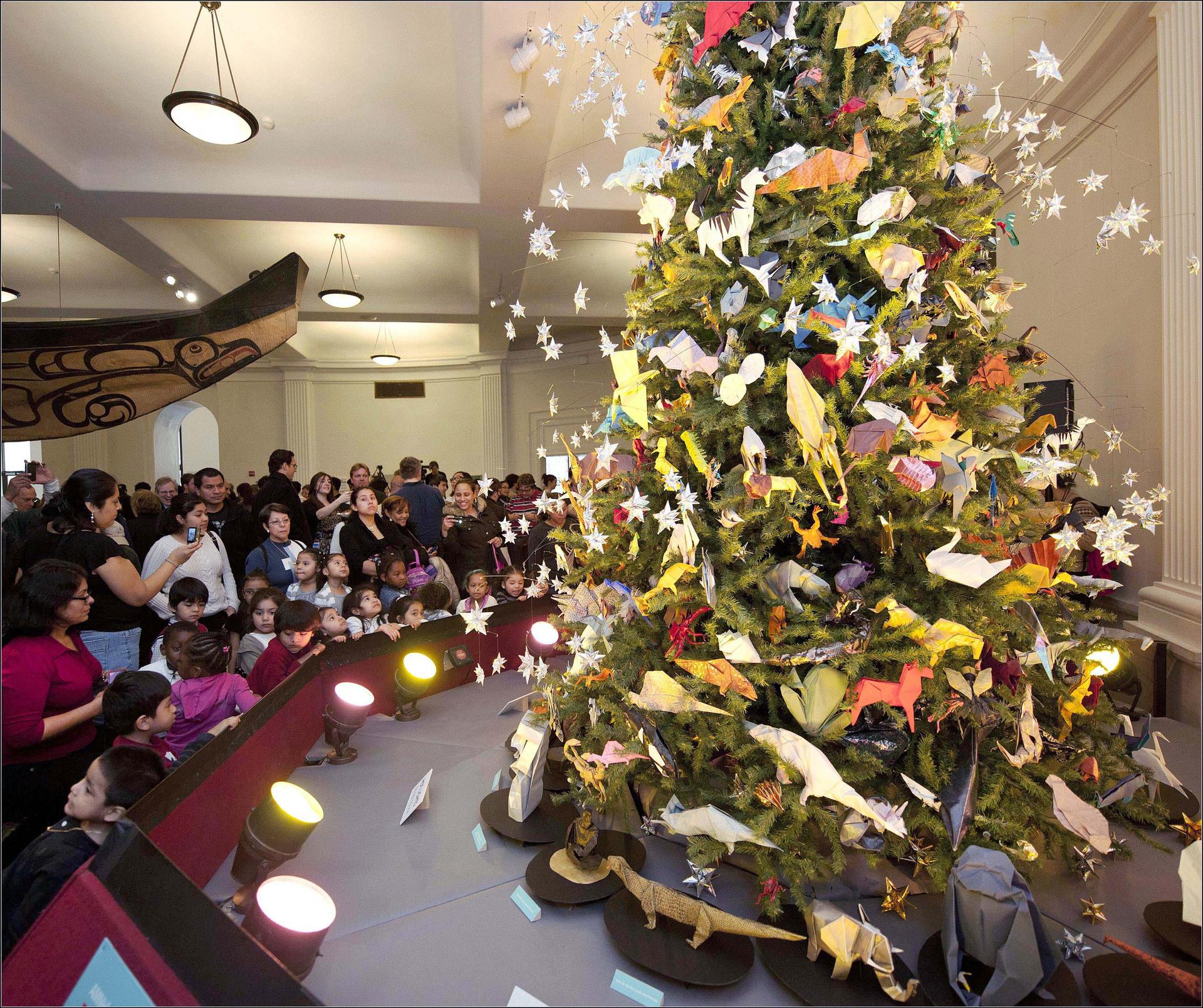 Origami Holiday Tree at AMNH