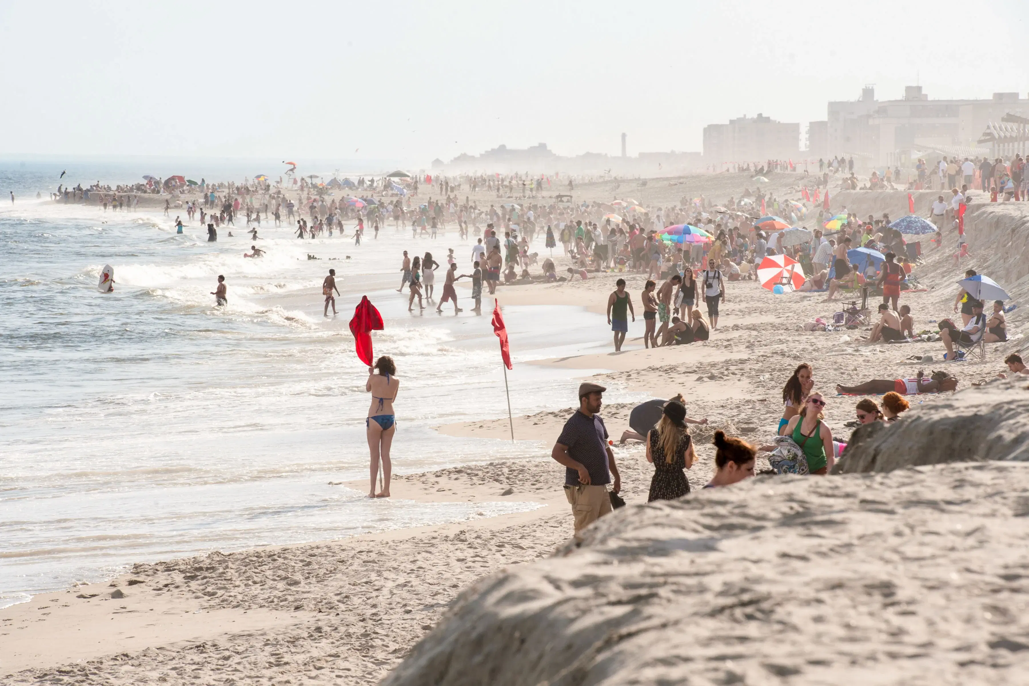 People gathered on Rockaway Beach 