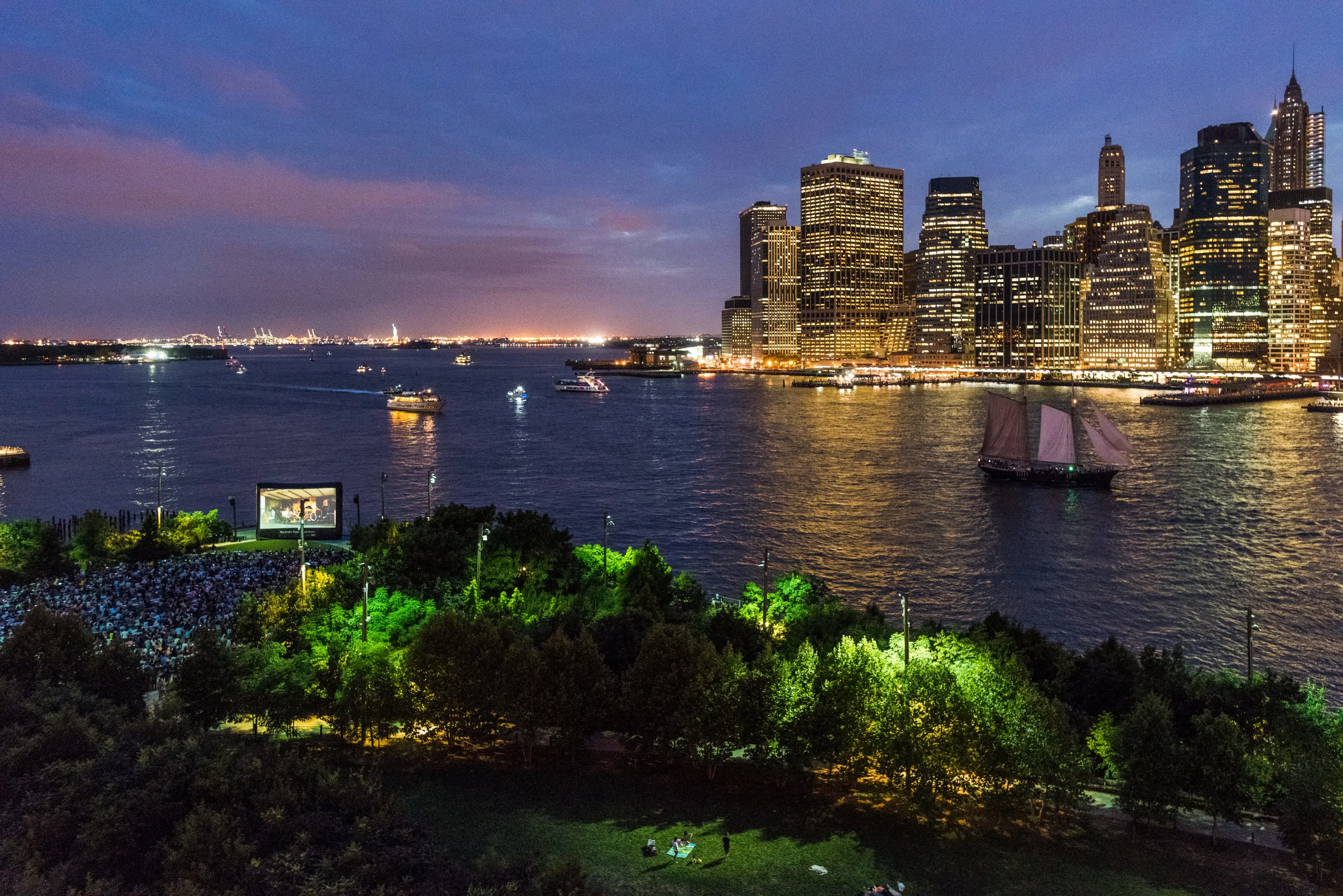 Overhead view of Brooklyn Bridge Park