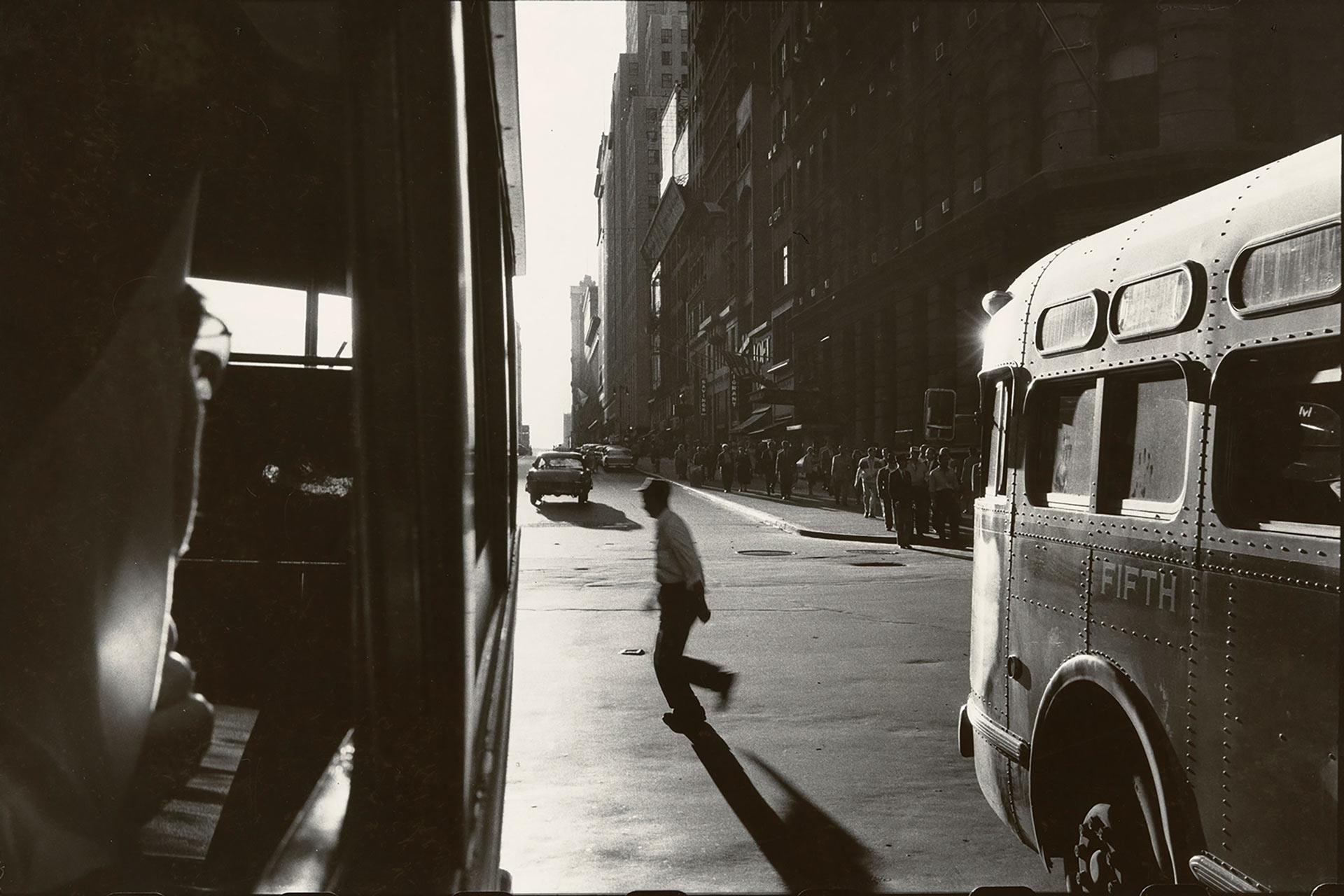 A black and white image by Robert Frank 