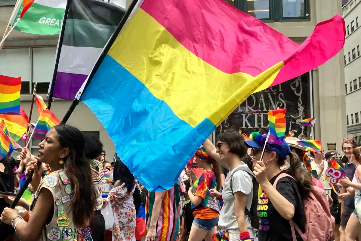 People marching at NYC Pride March