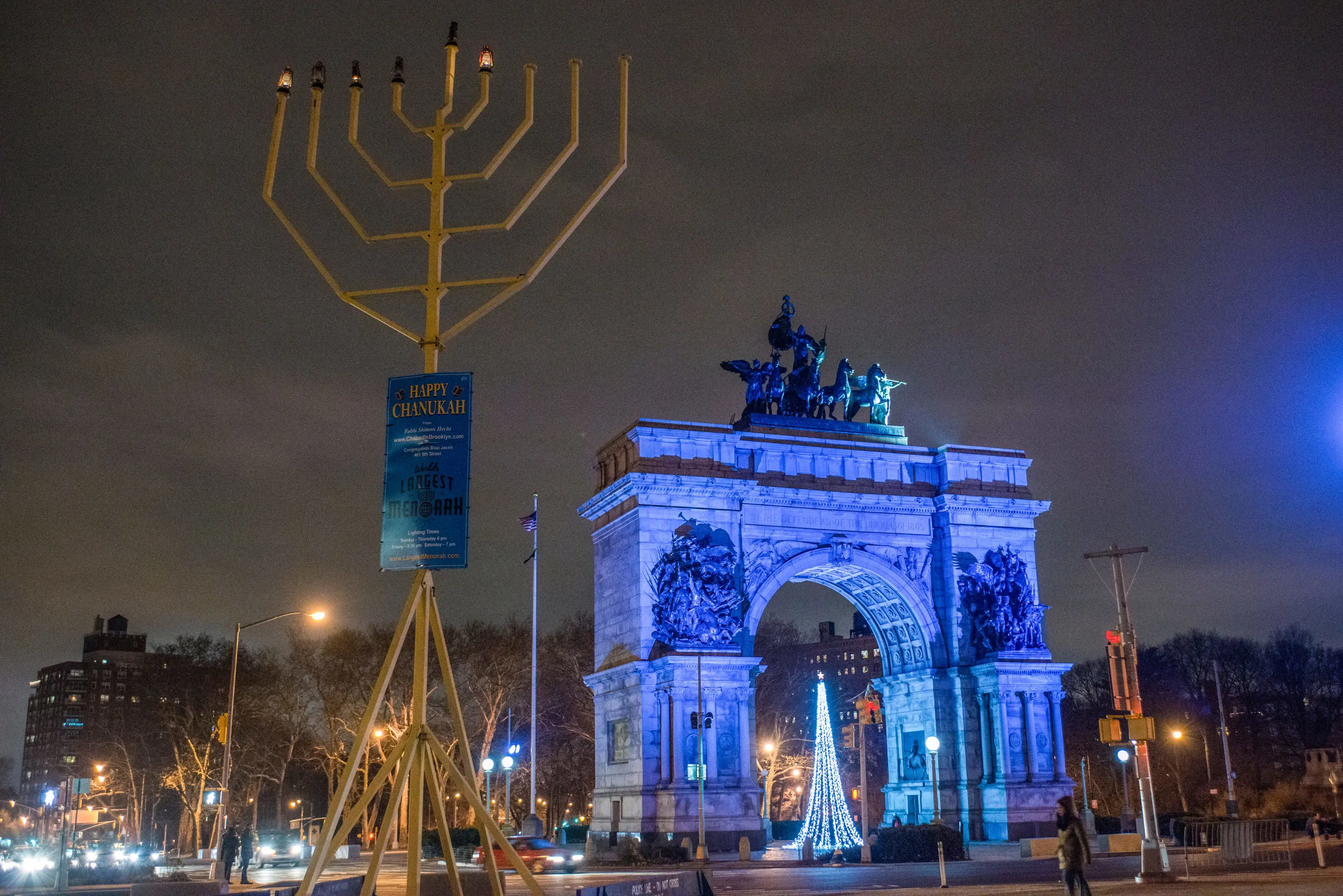 Grand Army Plaza Menorah, at night