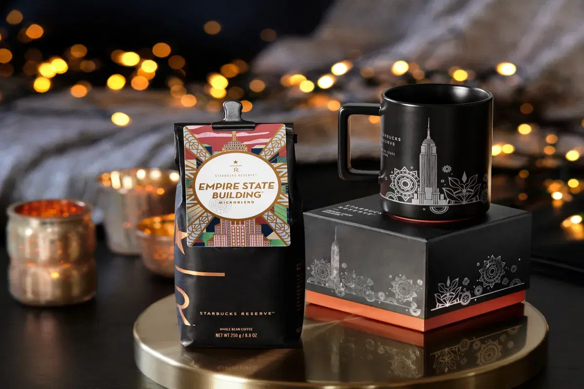 image of custom starbucks reserve empire state building microblend coffee