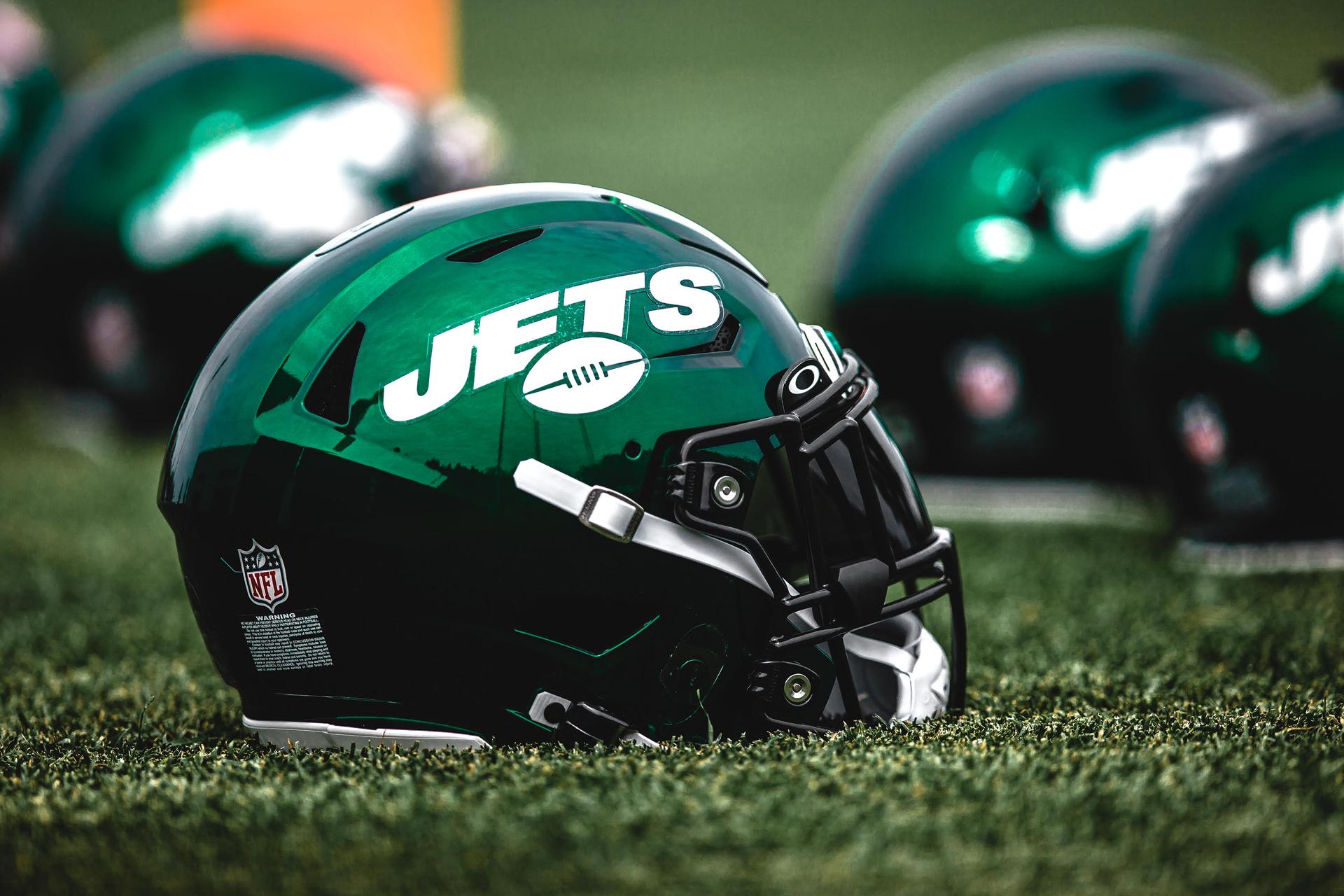 New York Jets green helmet on grass