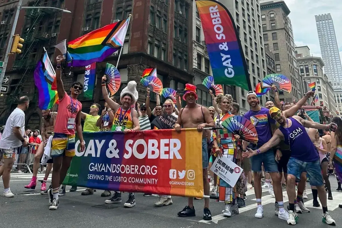 Gay and Sober community marching at Pride festivity