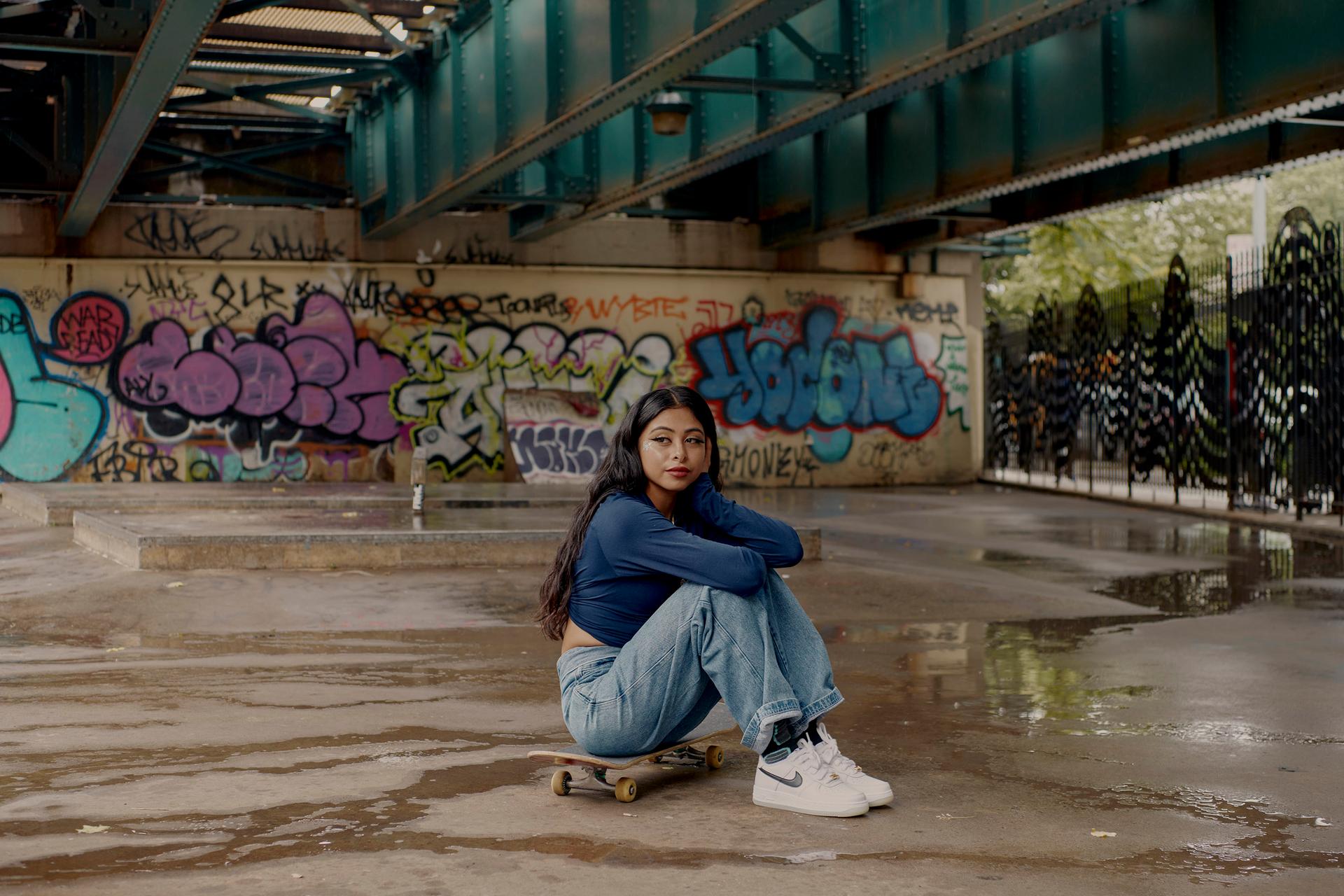 Portrait of Melissa Ramirez at River Avenue Skate Park