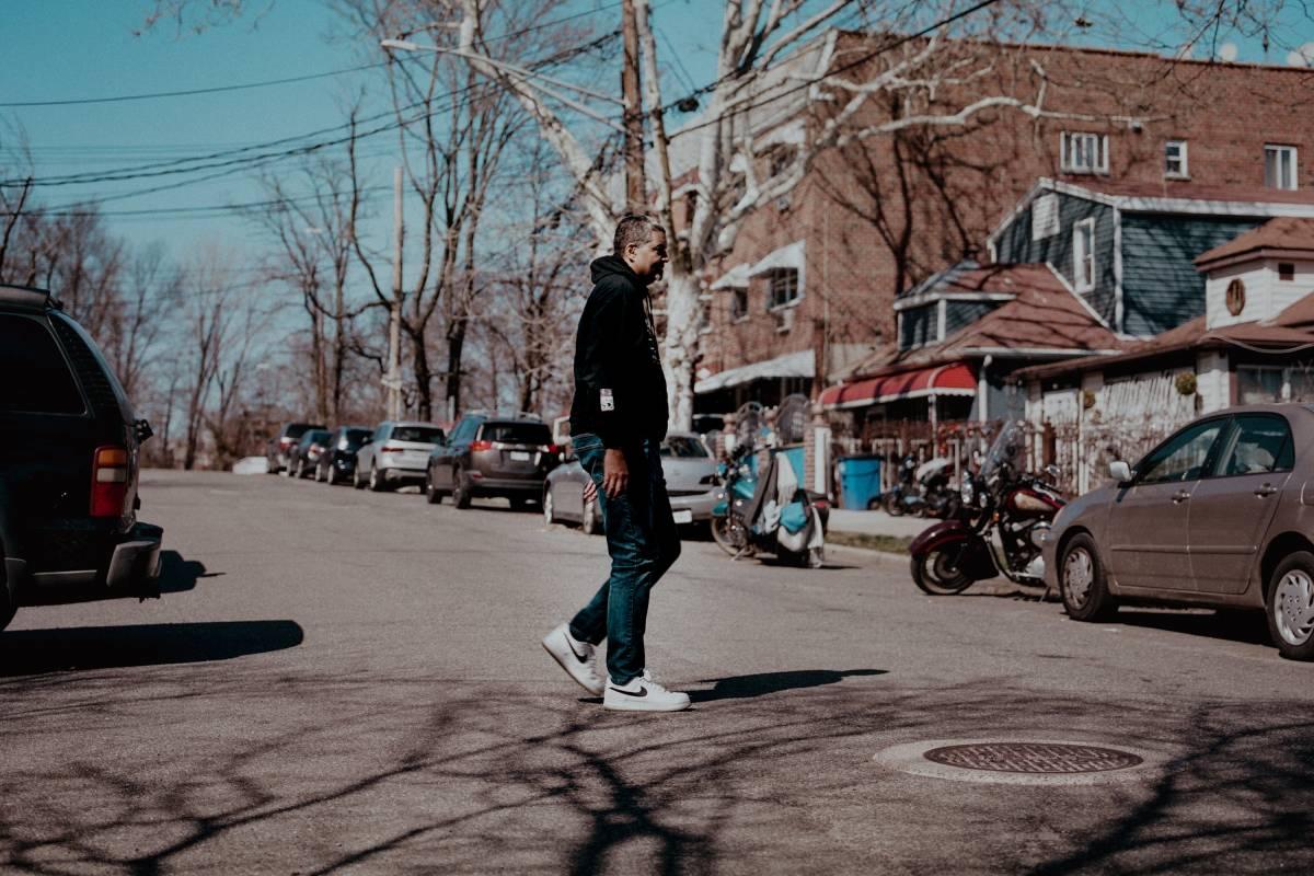 image of Rocky Bucano crossing the street